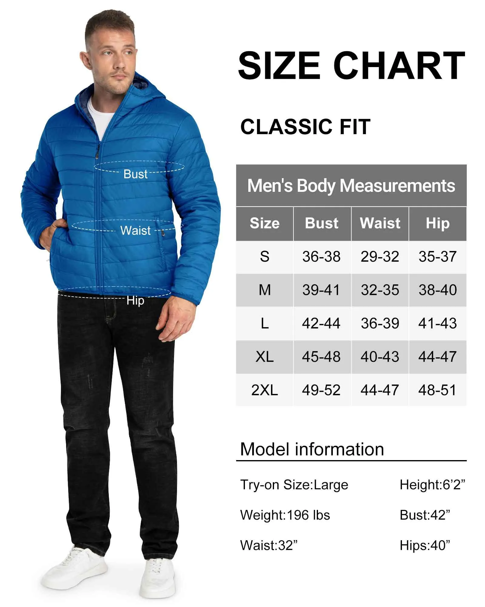 Men's 1.28lb Packable Insulated Jacket with Hood and 3 Pockets