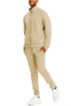 Mens Essential Basic Sand Solid Track Suit