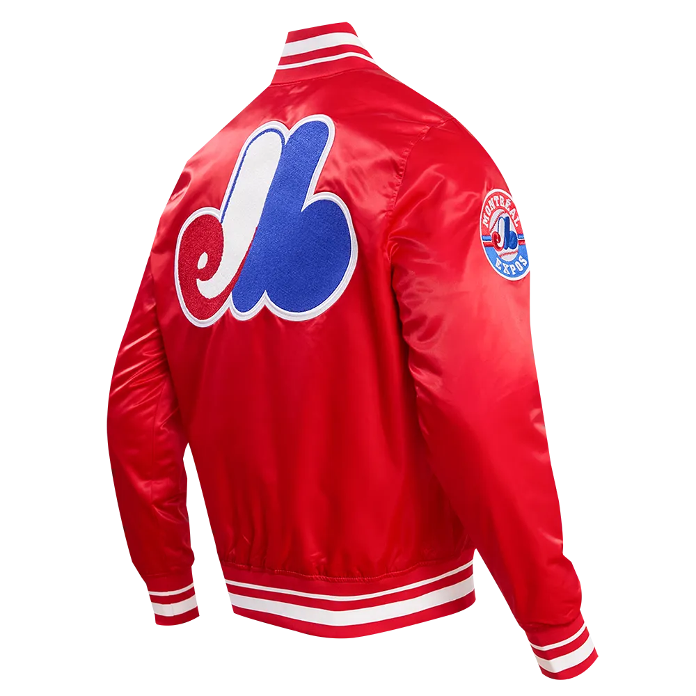 MLB MONTREAL EXPOS RETRO CLASSIC MEN'S RIB SATIN JACKET (RED)