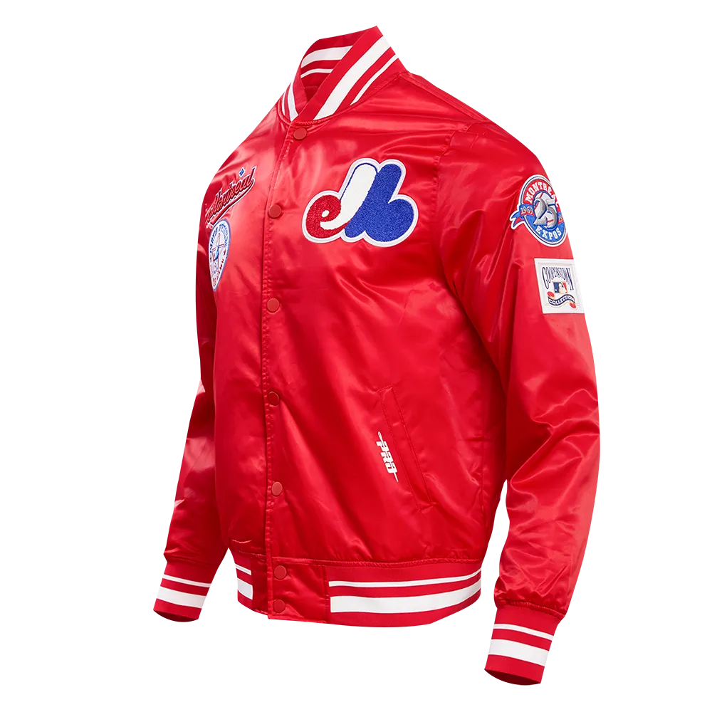 MLB MONTREAL EXPOS RETRO CLASSIC MEN'S RIB SATIN JACKET (RED)