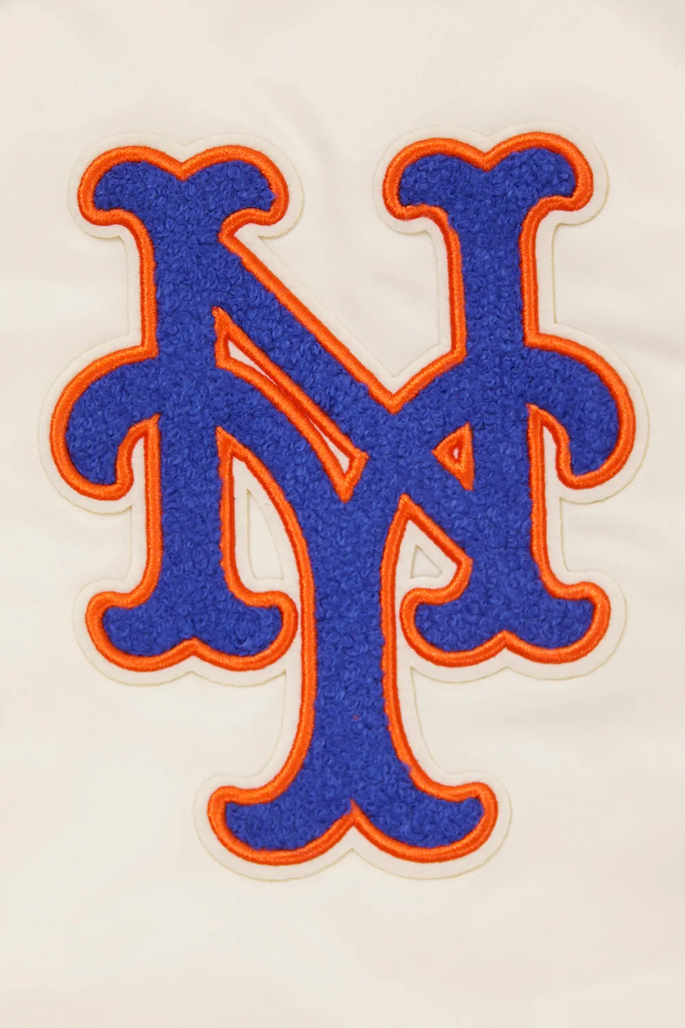 MLB NEW YORK METS RETRO CLASSIC MEN'S RIB SATIN JACKET (EGGSHELL/ROYAL BLUE)