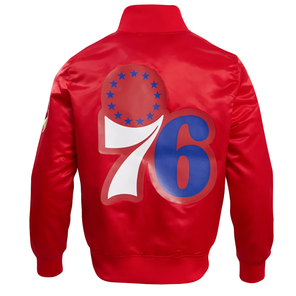 NBA PHILADELPHIA 76ERS BIG LOGO MEN'S SATIN JACKET (RED)