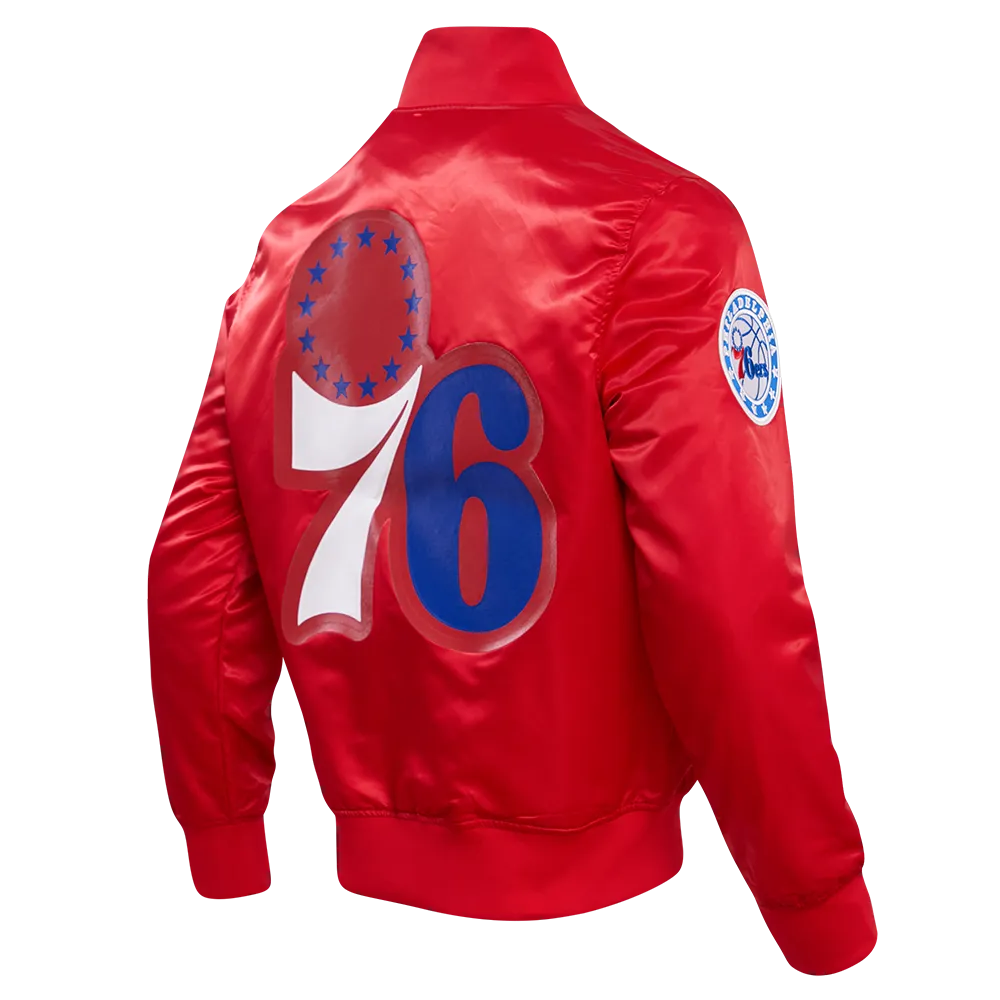 NBA PHILADELPHIA 76ERS BIG LOGO MEN'S SATIN JACKET (RED)