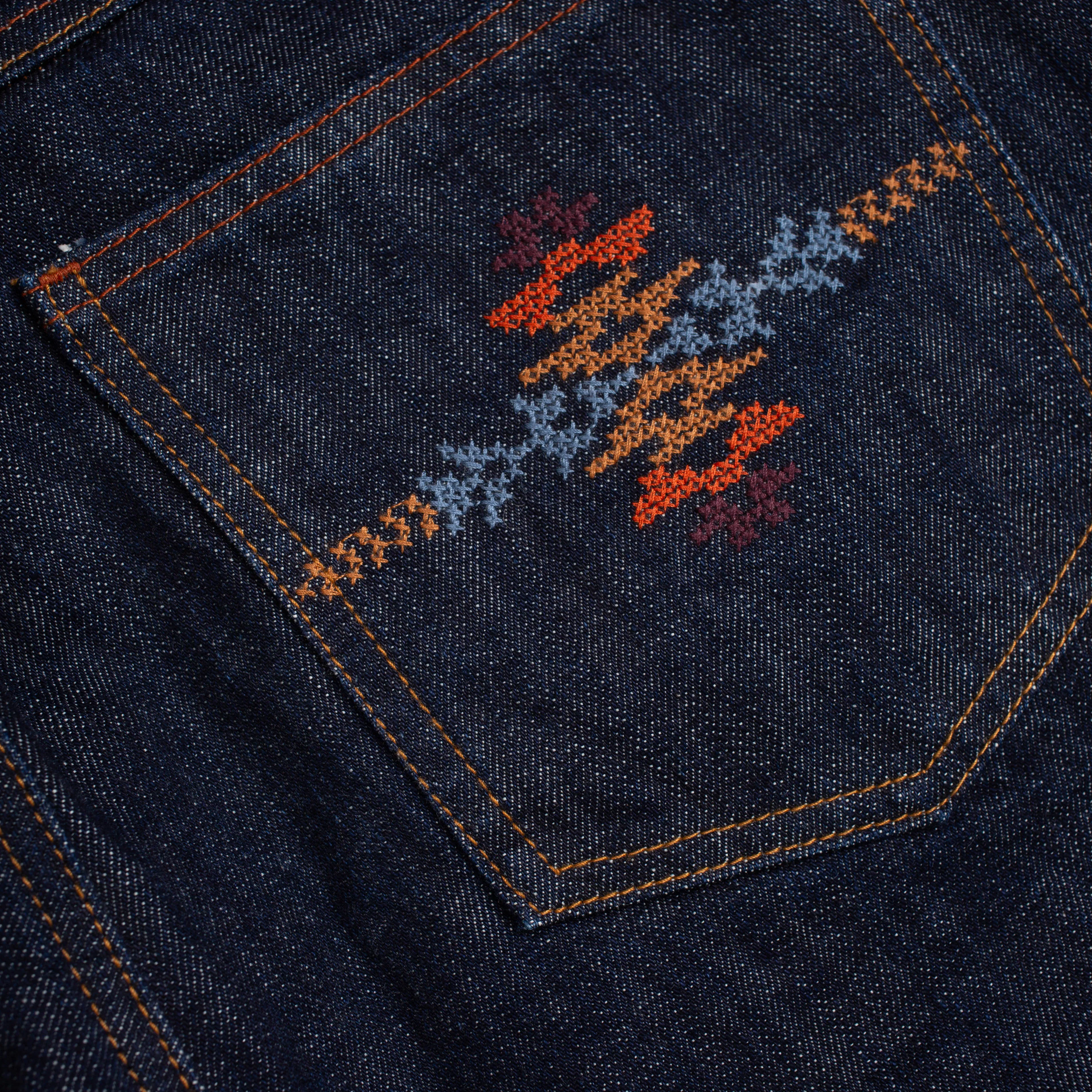 NEEDLEWORK SELVEDGE STRAIGHT CUT DENIM JEANS - INDIGO