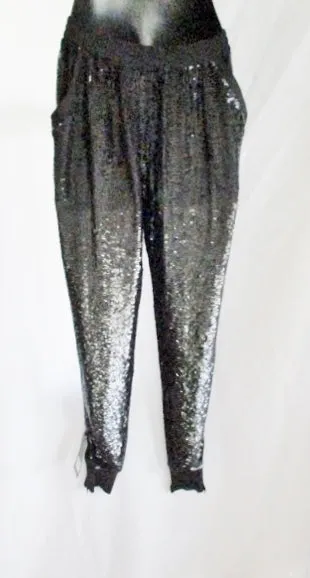 NEW NWT ASHISH Sequin Trouser PANTS BLACK XS Goth Womens Track Lounge