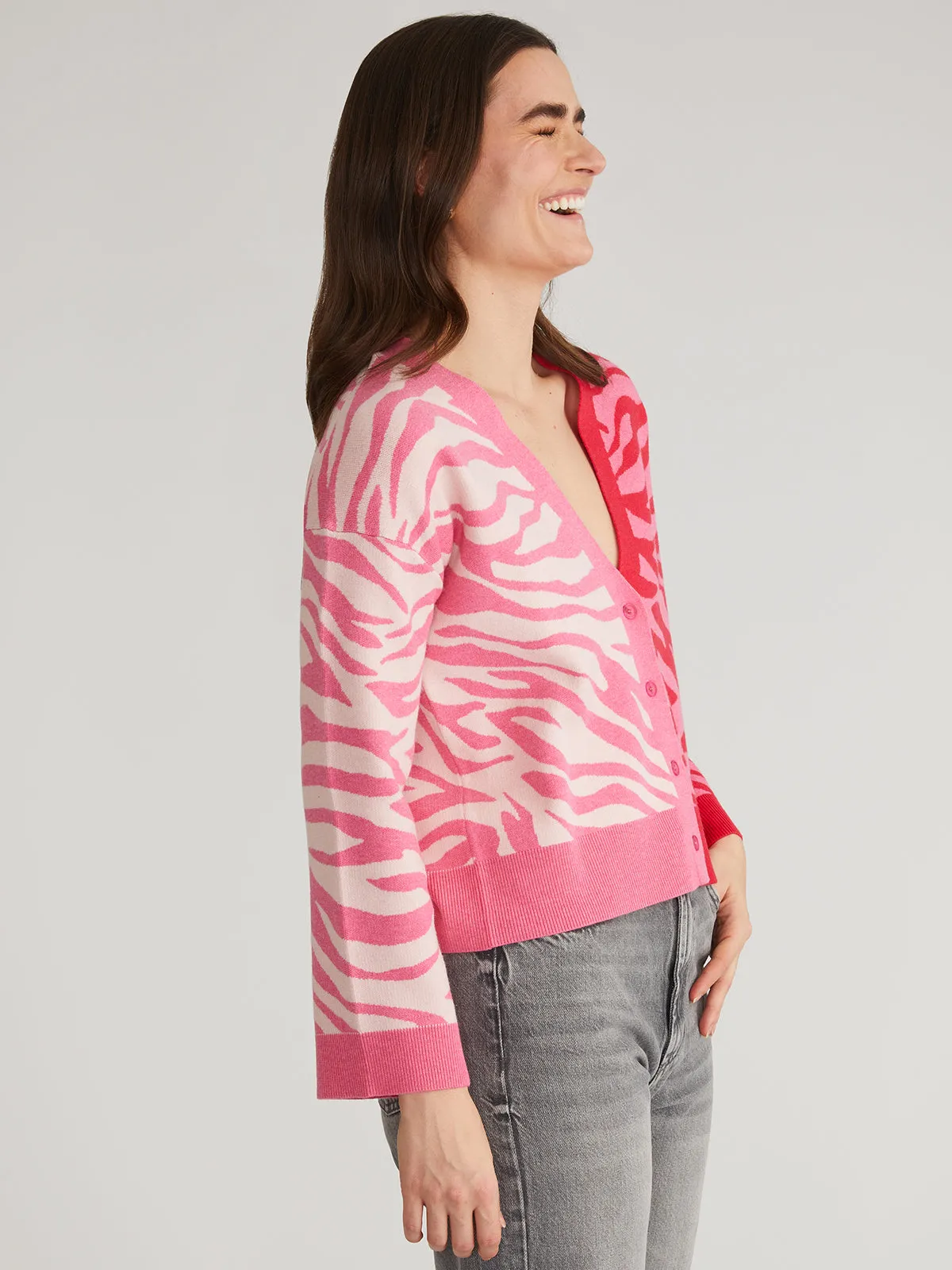 Nicole: Colorblock Zebra Print Cardigan