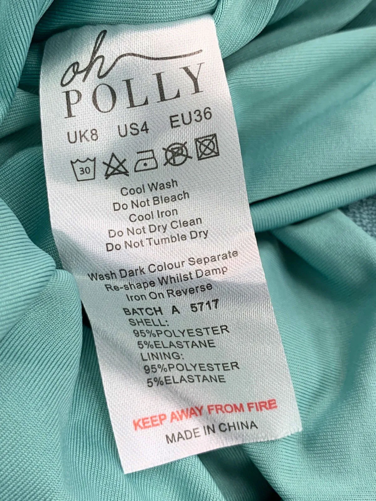 Oh Polly Teal Ruched Bodycon Dress with Drawstrings UK 8