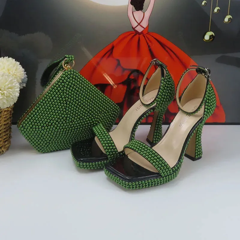 Olive's Beaded Summer Sandal Shoes and Matching Clutch Bag