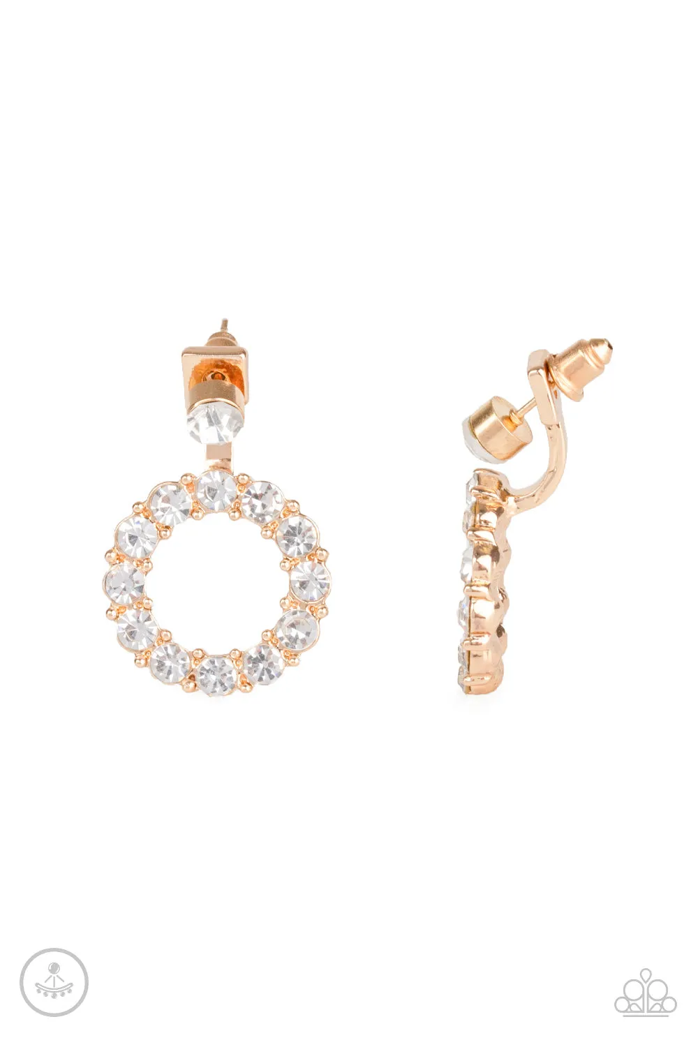 Open Door Jewelry - Diamond Halo - Gold Post Earrings - Paparazzi Accessories