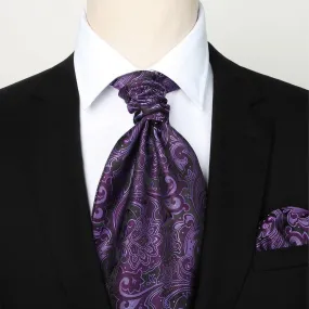 Paisley Ascot Handkerchief Set - A-04 PURPLE