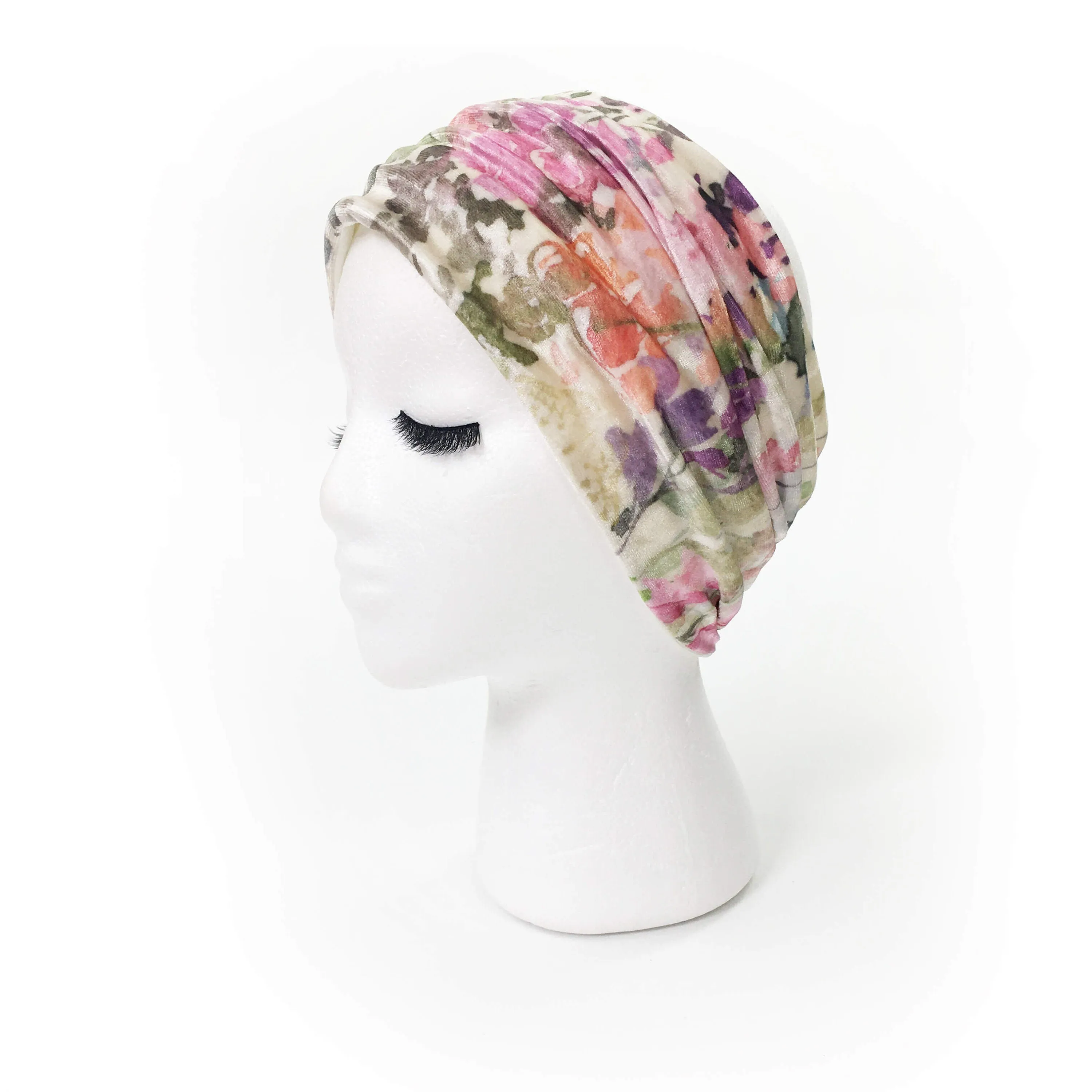 Pastel Garden, Versatile Cowl Scarf, Headband, HatBand, Neck Warmer, Ladies Scarf, Velour Scarf, Designer Scarf, Handpainted and printed