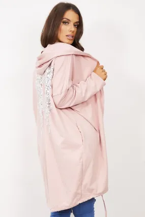 PINK ANGEL WING HOODED CARDI