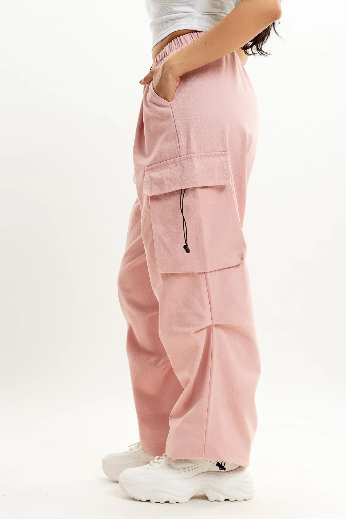 Pink Drawstring Cargo Pant