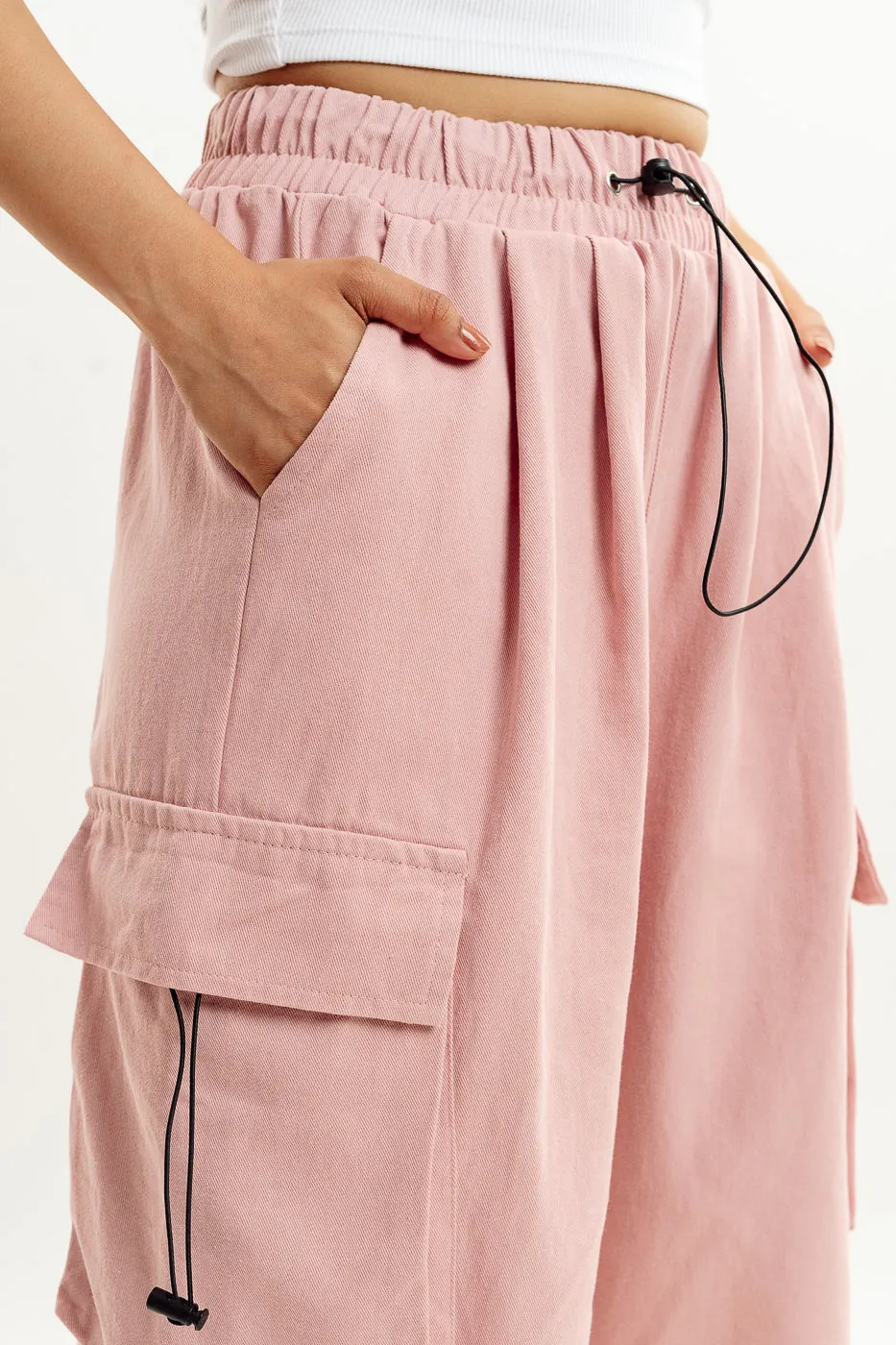 Pink Drawstring Cargo Pant