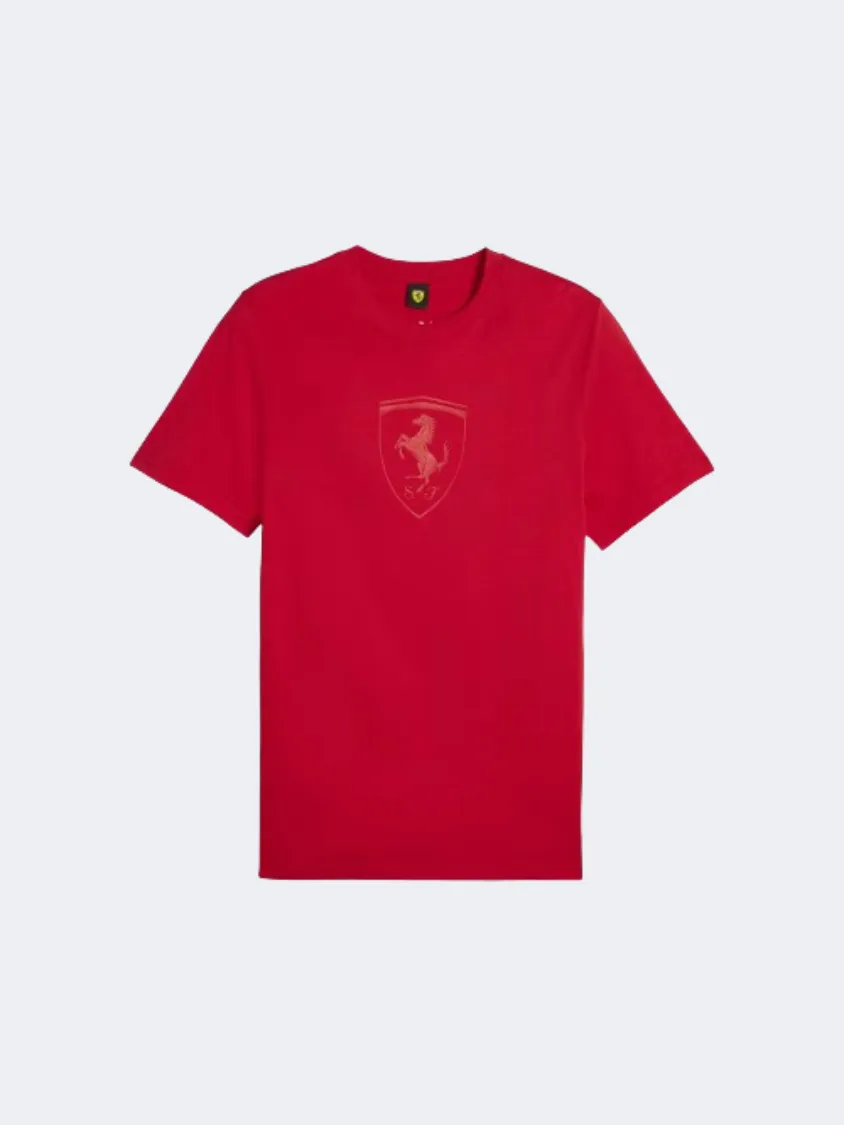 Puma Ferrari Race Big Shield Tonal Men Lifestyle T-Shirt Rosso Corsa