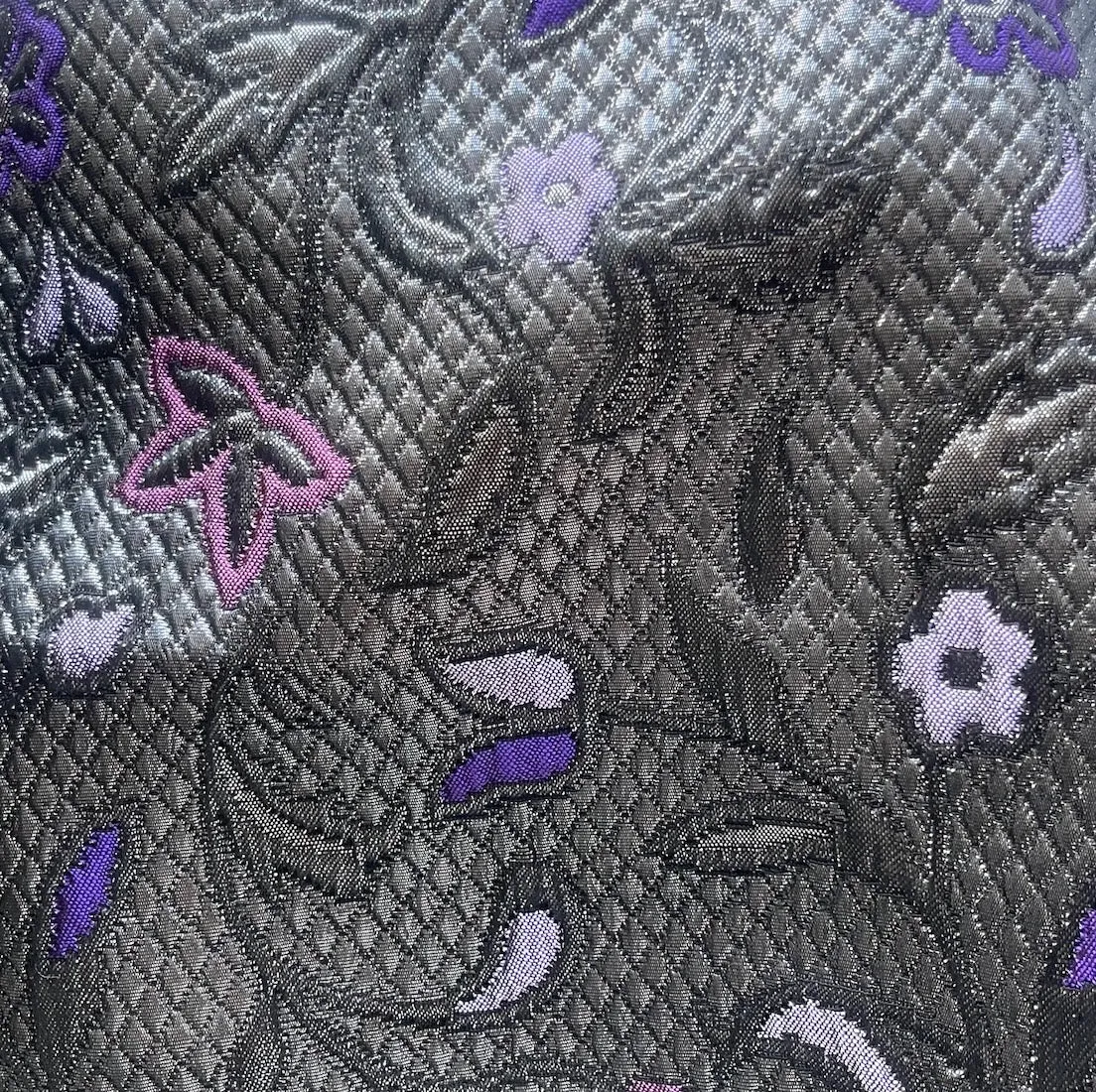 Quilted Amethyst  Floral & Metallic Pewter Polyester Blend Brocade (Made in Italy)