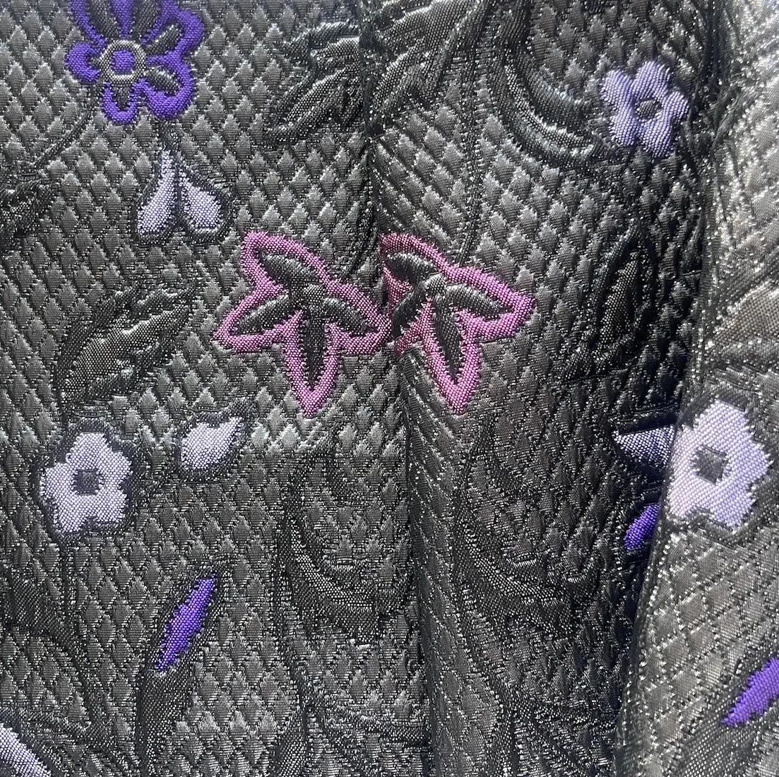 Quilted Amethyst  Floral & Metallic Pewter Polyester Blend Brocade (Made in Italy)