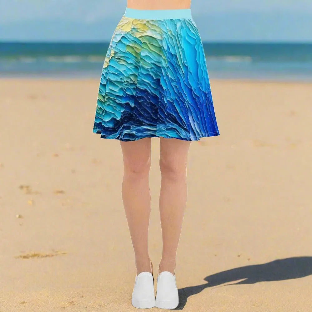 "Acrylic Ocean" Skater Skirt - Flared Cut