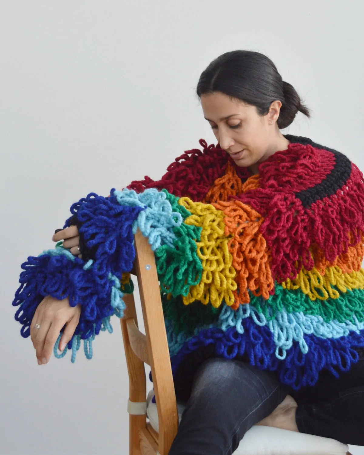 Rainbow Loopy Cardi - Downloadable Chunky Knitting Pattern