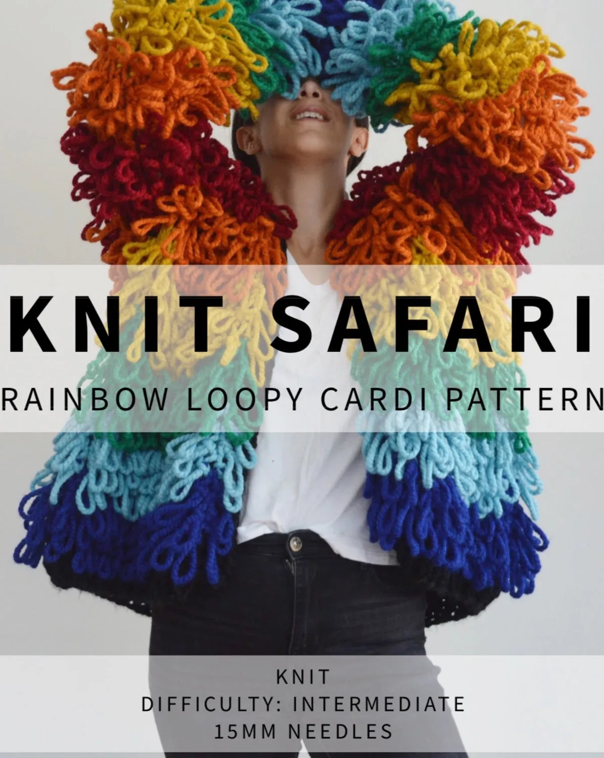 Rainbow Loopy Cardi - Downloadable Chunky Knitting Pattern