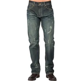 Relaxed Straight Ripped Faded Vintage Premium Denim Signature 5 Pocket Jeans Wrinkle Whisker