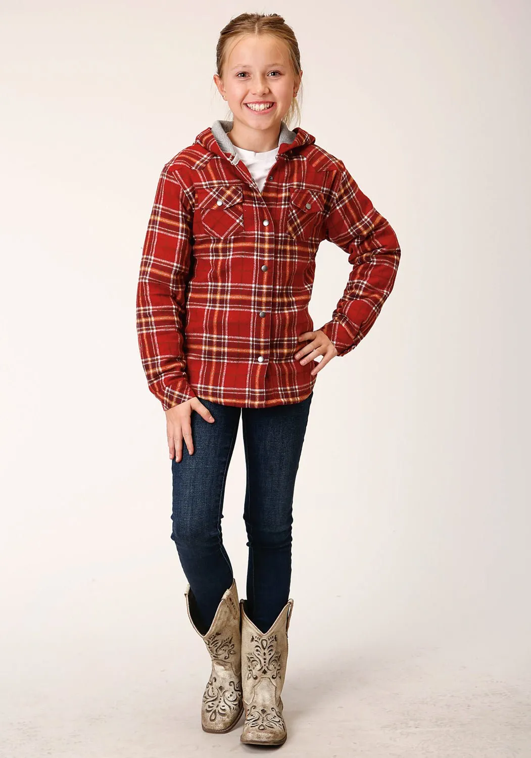 Roper Girls Thermal Lined Flannel Rust 100% Cotton Cotton Jacket