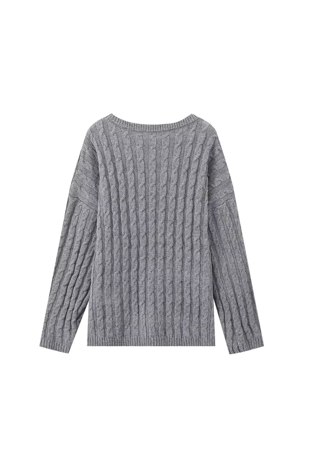 'Sarah' Long-Sleeve Scarf-Neck Knitted Sweater