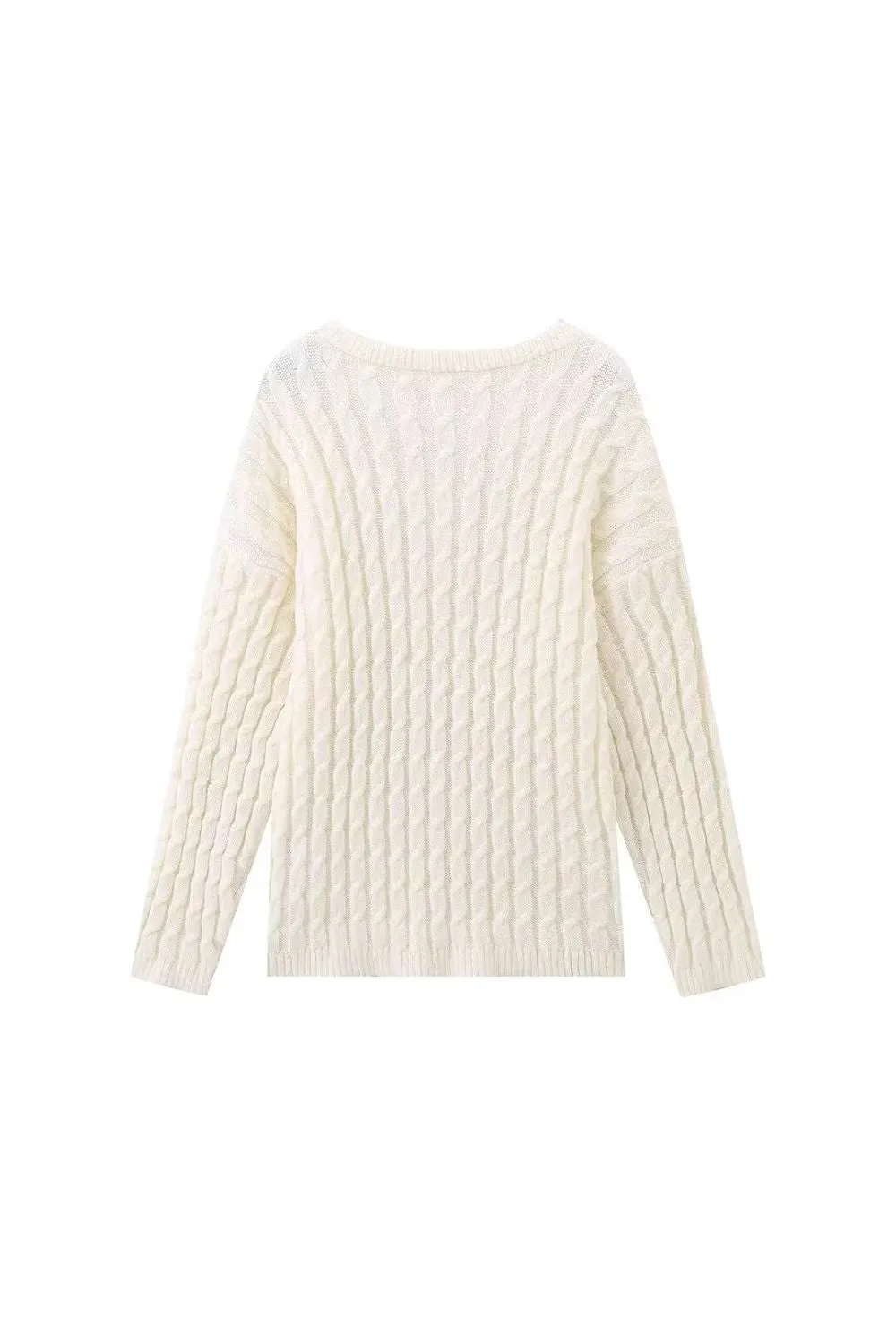 'Sarah' Long-Sleeve Scarf-Neck Knitted Sweater