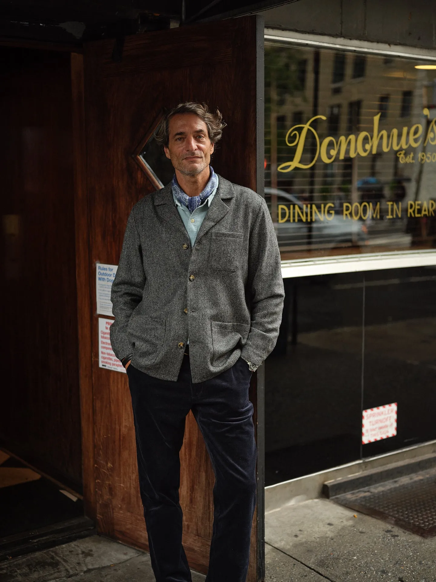 Shetland Wool Loafer Jacket in Charcoal Herringbone