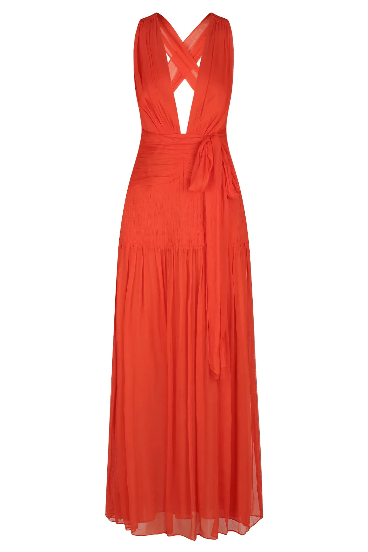 Shona Joy Leilani Midi Plunge Tie Back Dress in Hibiscus