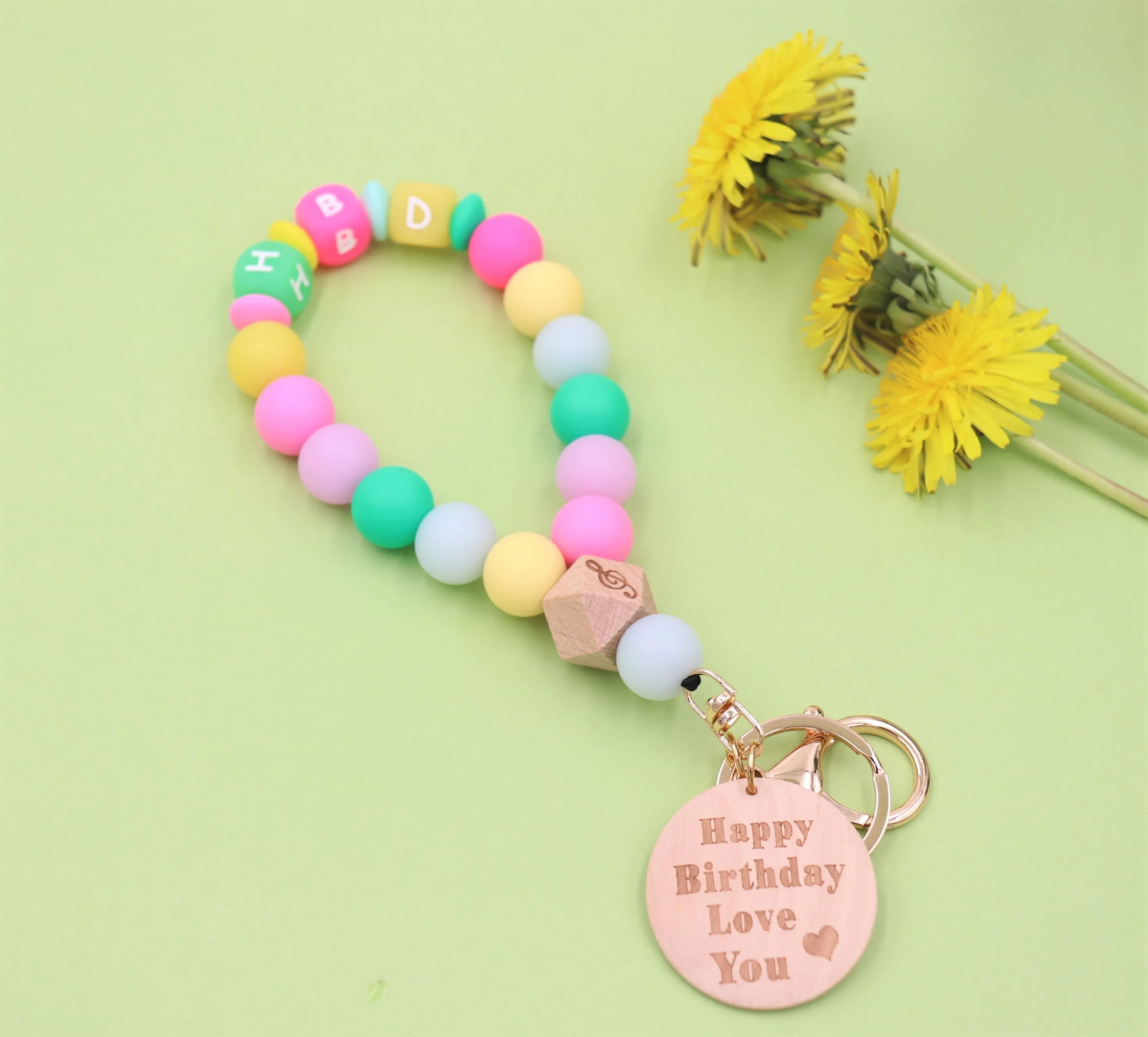 Silicone Beaded Wristlet - Glitter Bangle Keychain