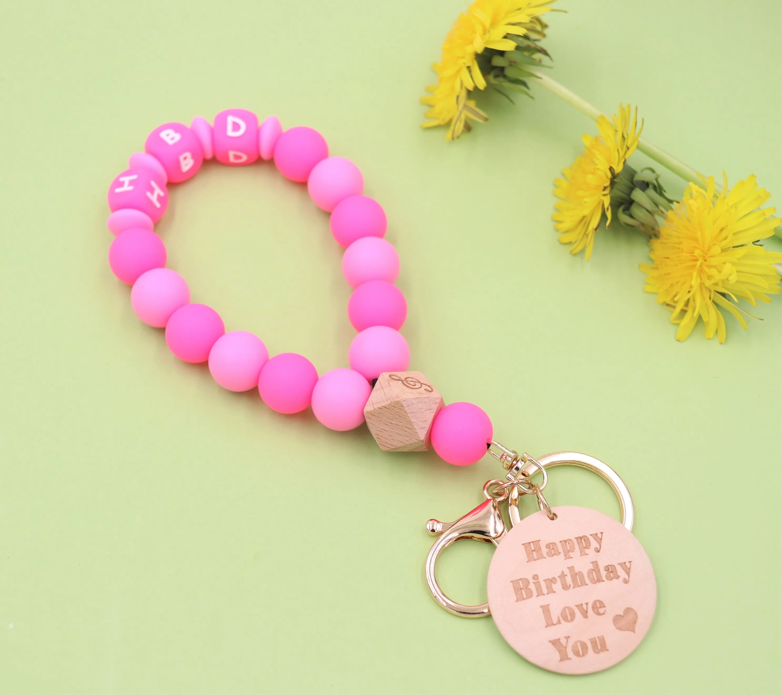 Silicone Beaded Wristlet - Glitter Bangle Keychain