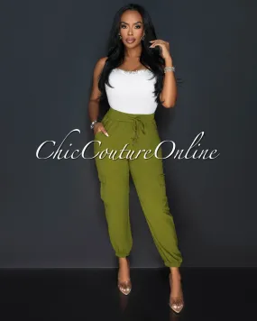 Siyanda Olive Green Light Weight Cargo Joggers