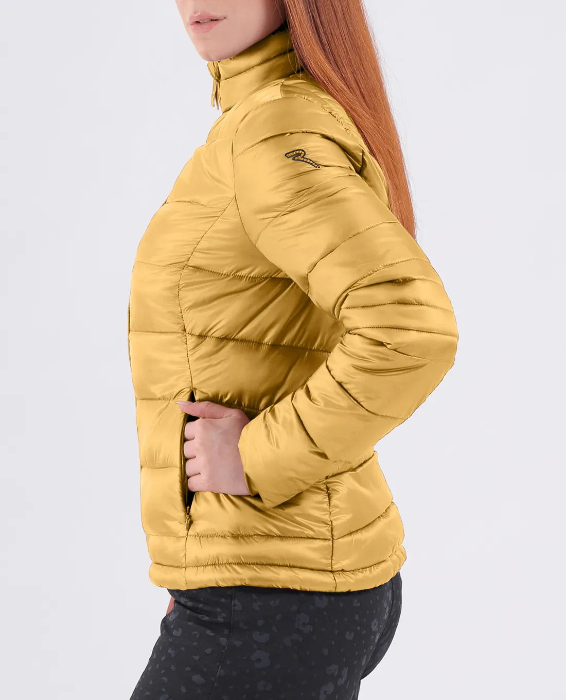 SIZE 10 - CHERVO Marbles Faux Down Jacket Yellow Gold