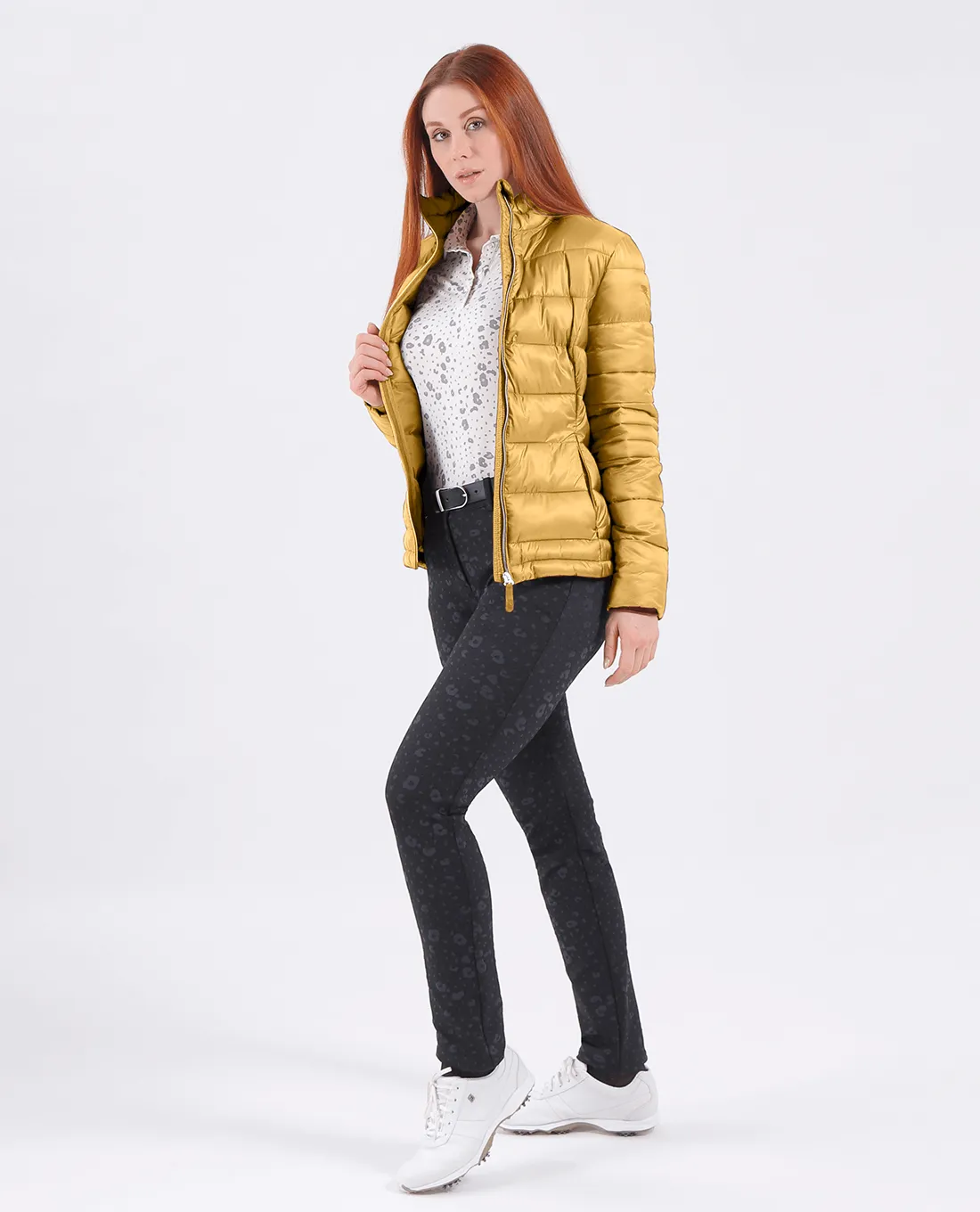 SIZE 10 - CHERVO Marbles Faux Down Jacket Yellow Gold