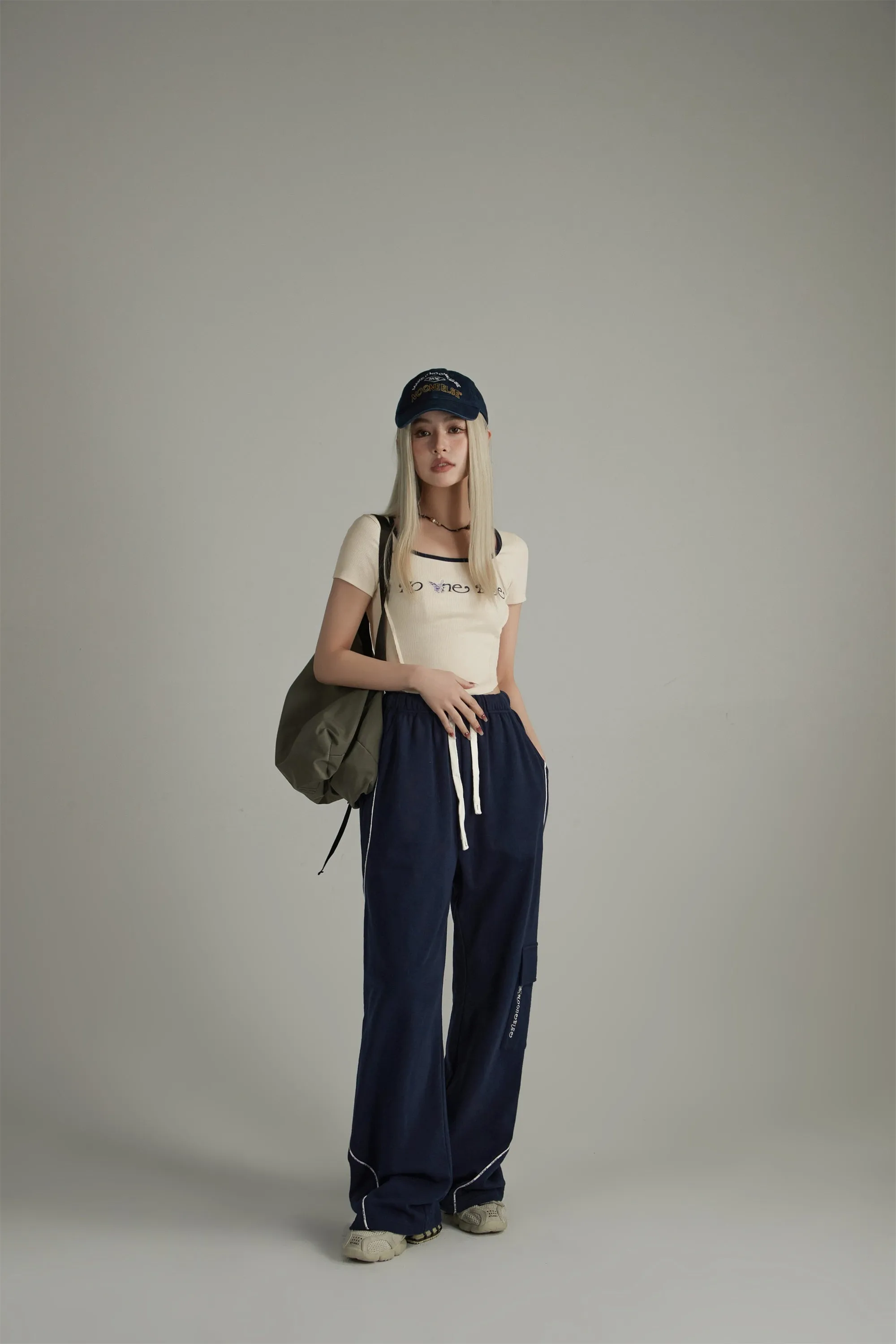 String Cargo Wide Pants