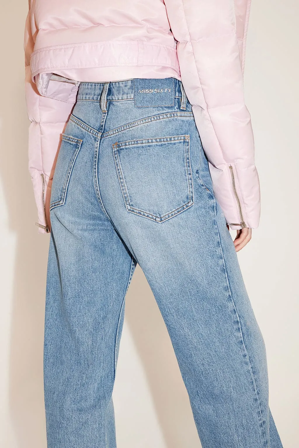 Stylish Wide-Leg Jeans With Crystal Letters