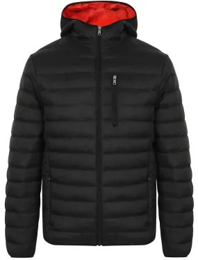 Talus Quilted Puffer Jacket with Hood in Black - Tokyo Laundry