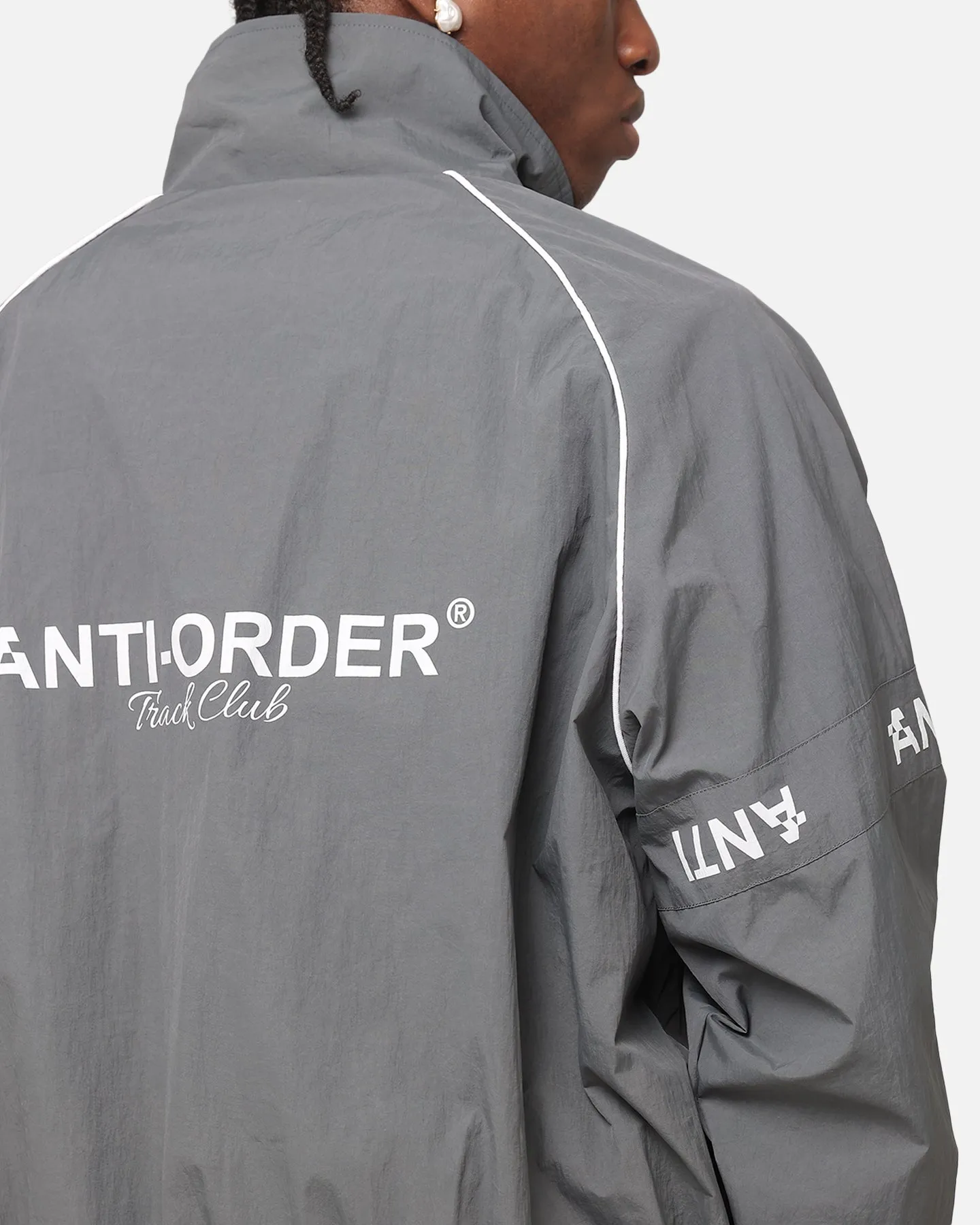 The Anti Order Track Club Windbreaker Jacket Dark Grey/Grey