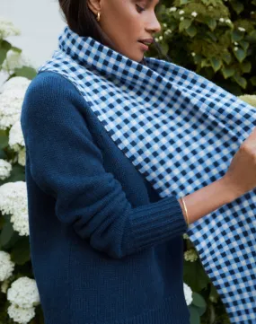 The CHEQUERED SCARF - Navy & Blue