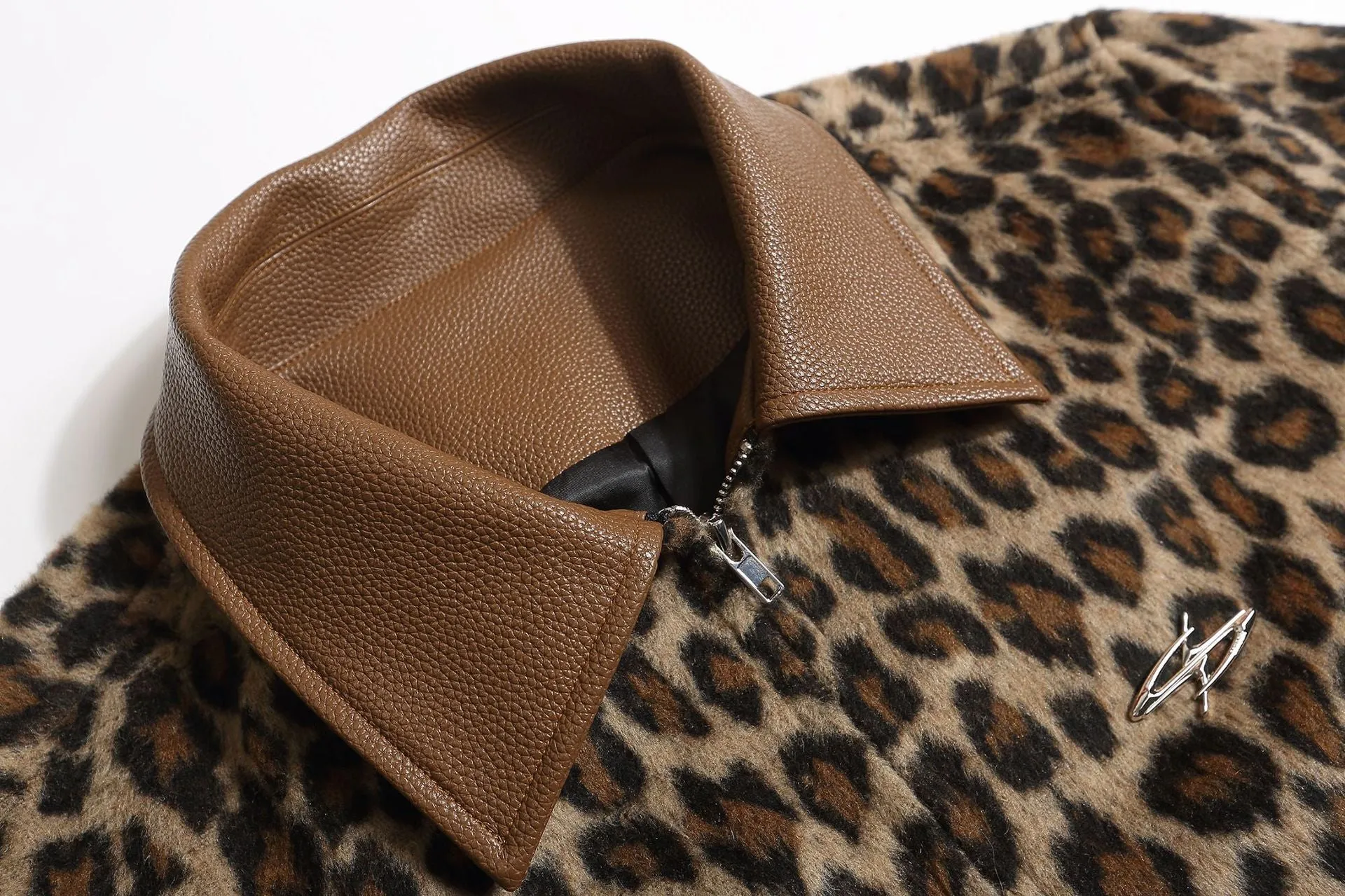 TODAMU® Women's New American Retro Loose Leopard Print Wool Jacket