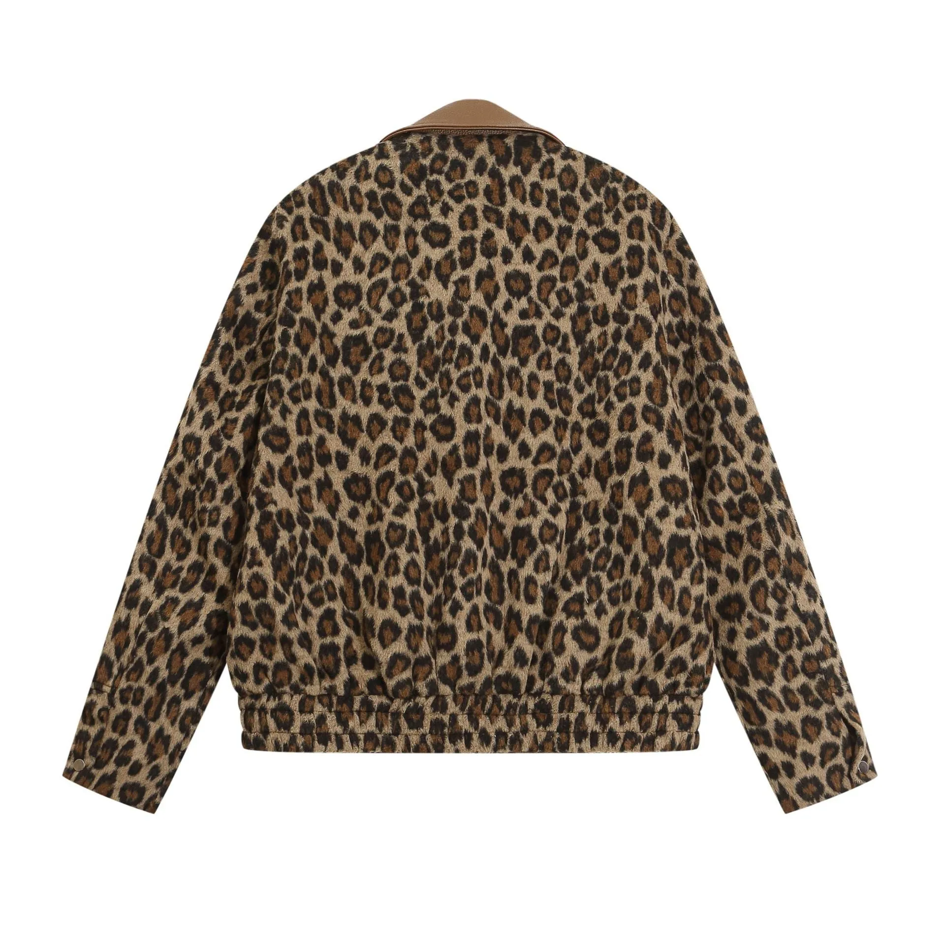 TODAMU® Women's New American Retro Loose Leopard Print Wool Jacket