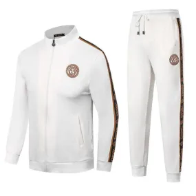 Versace Front Embroilded Logo White Cotton Tracksuits