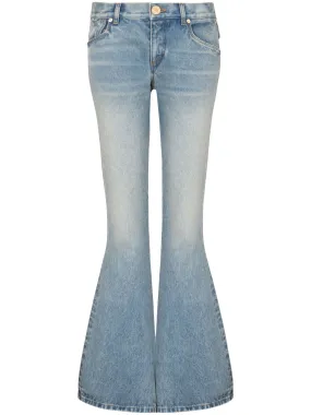 Western Cropped Bootcut Blue Denim Jeans