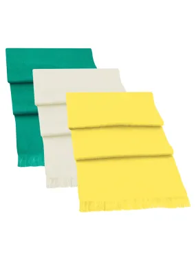 White Green Yellow 3 Pack Wool Scarf Set