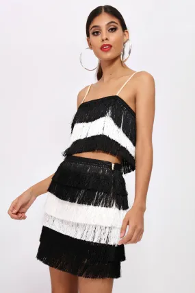 White/Black Fringe Skirt