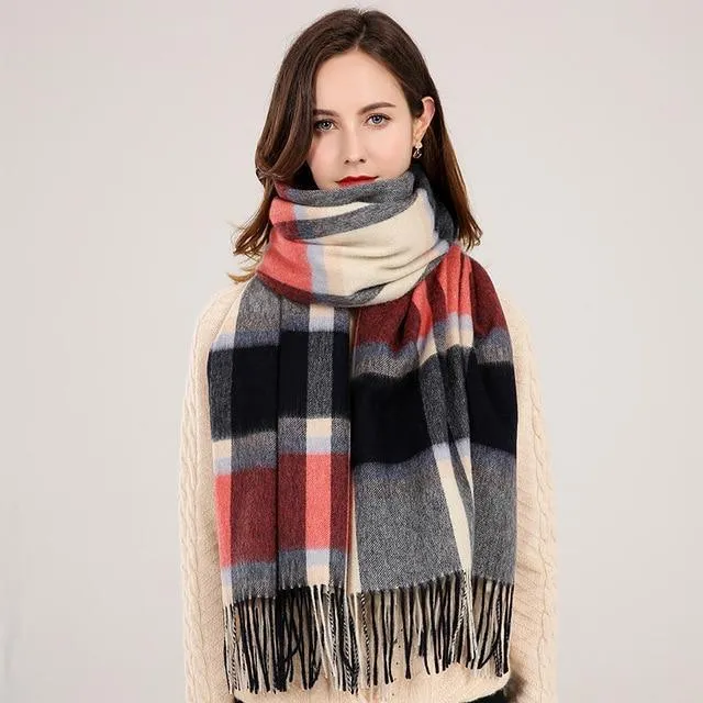 Winter Plaid 100% Lamb Wool Scarf