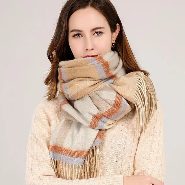 Winter Plaid 100% Lamb Wool Scarf