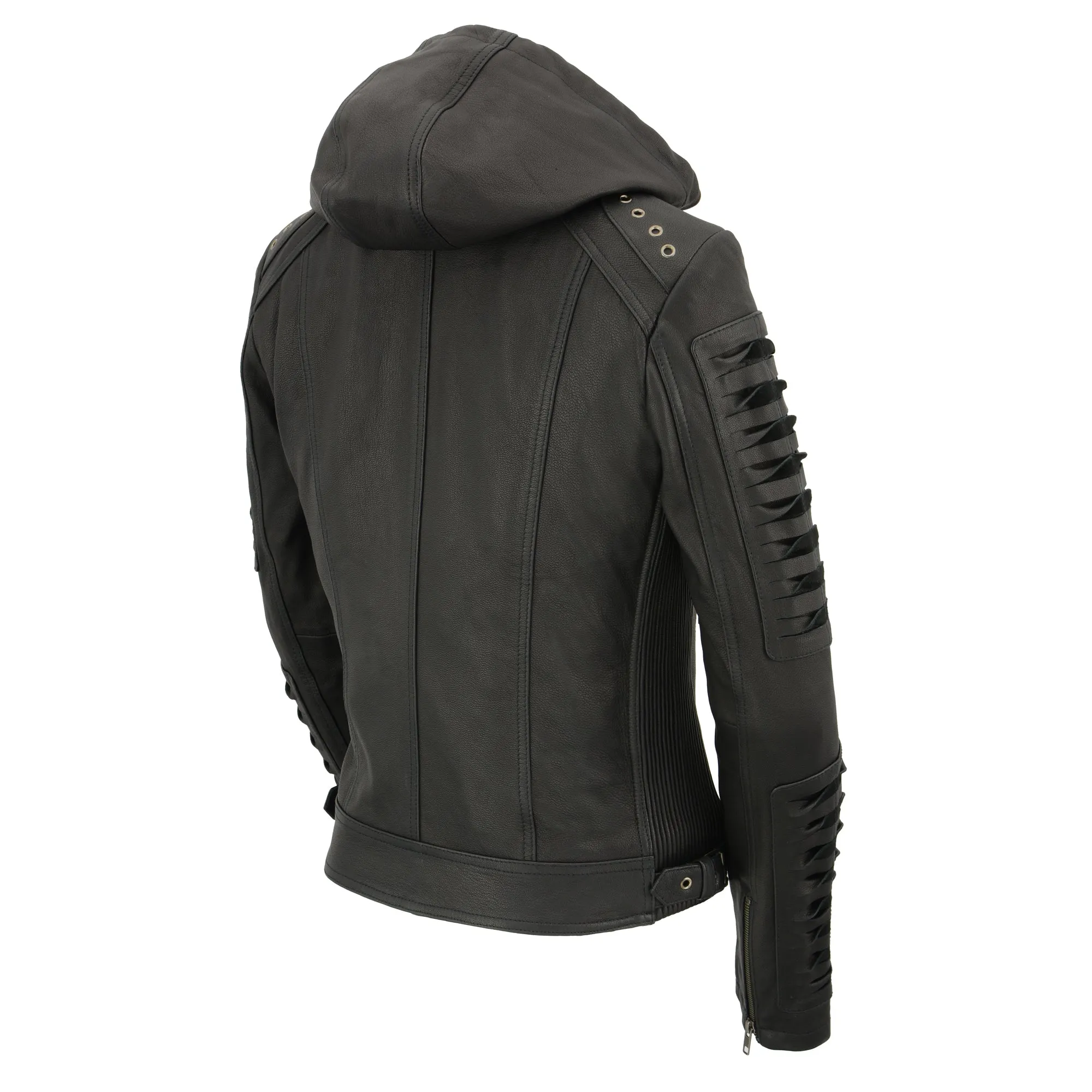 Women Zipper Front Scuba Jacket w/ Detachable Zip Off Hood