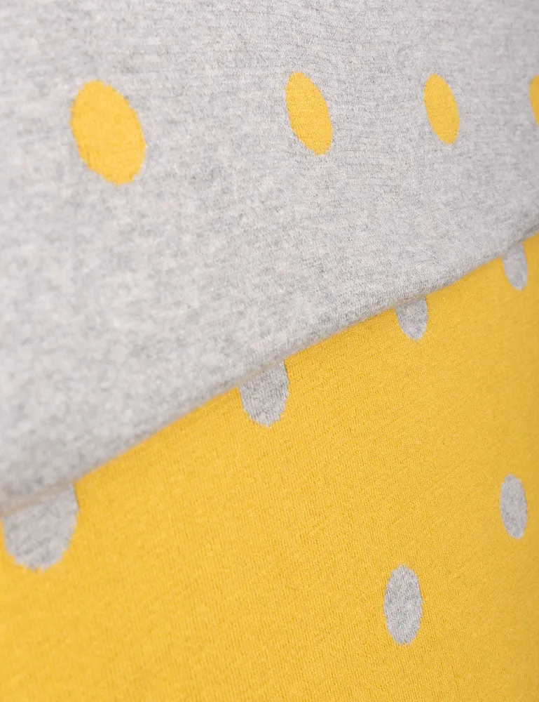 Women's 100% Cotton Reversible Double Knit Polka Dot Scarf - Mustard/Heather Grey